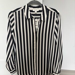 On 34th Black & cream Vertical Stripe Blouse - Small NWT